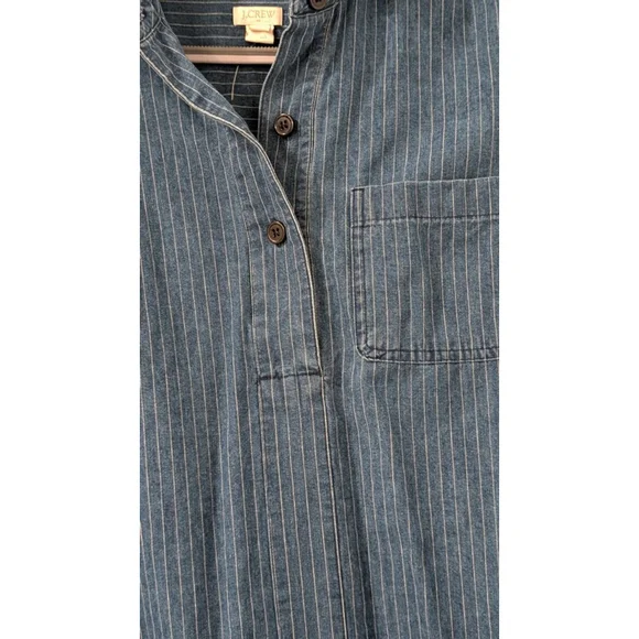 Women's J.CREW Blue & White Striped Denim Mini Dress Size 6 - Picture 2 of 8